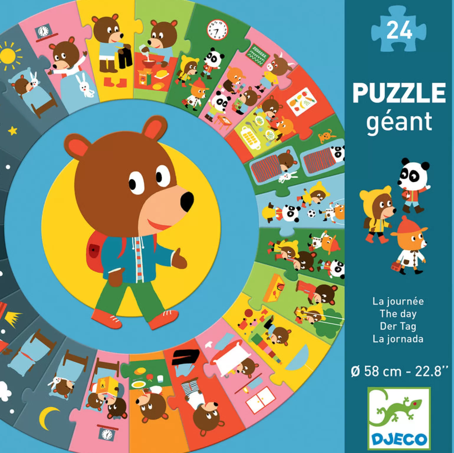 Djeco - Puzzle 24 Piece Puzzle Round, The Day
