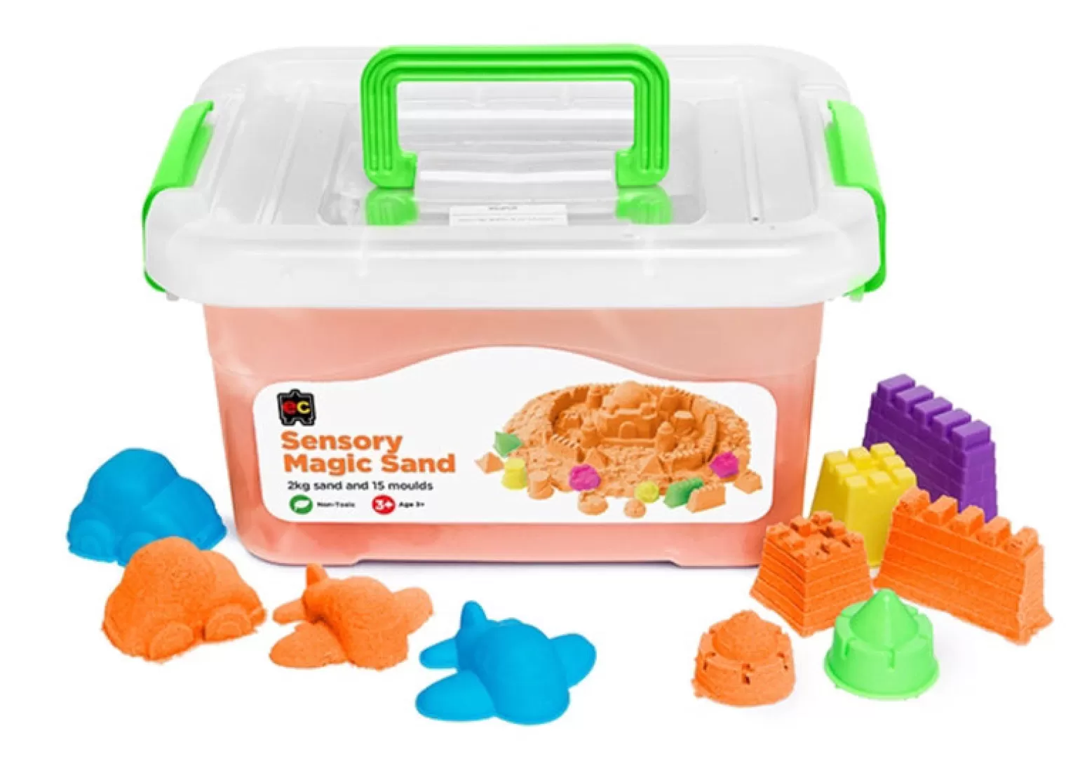 Clearance Magic Sensory Sand With Moulds 2 Kg, Orange Arts + Crafts