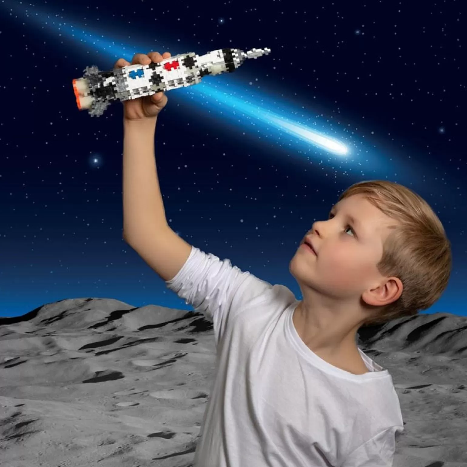 Plus Plus - Rocket 240 Pieces, Glow In The Dark Tube