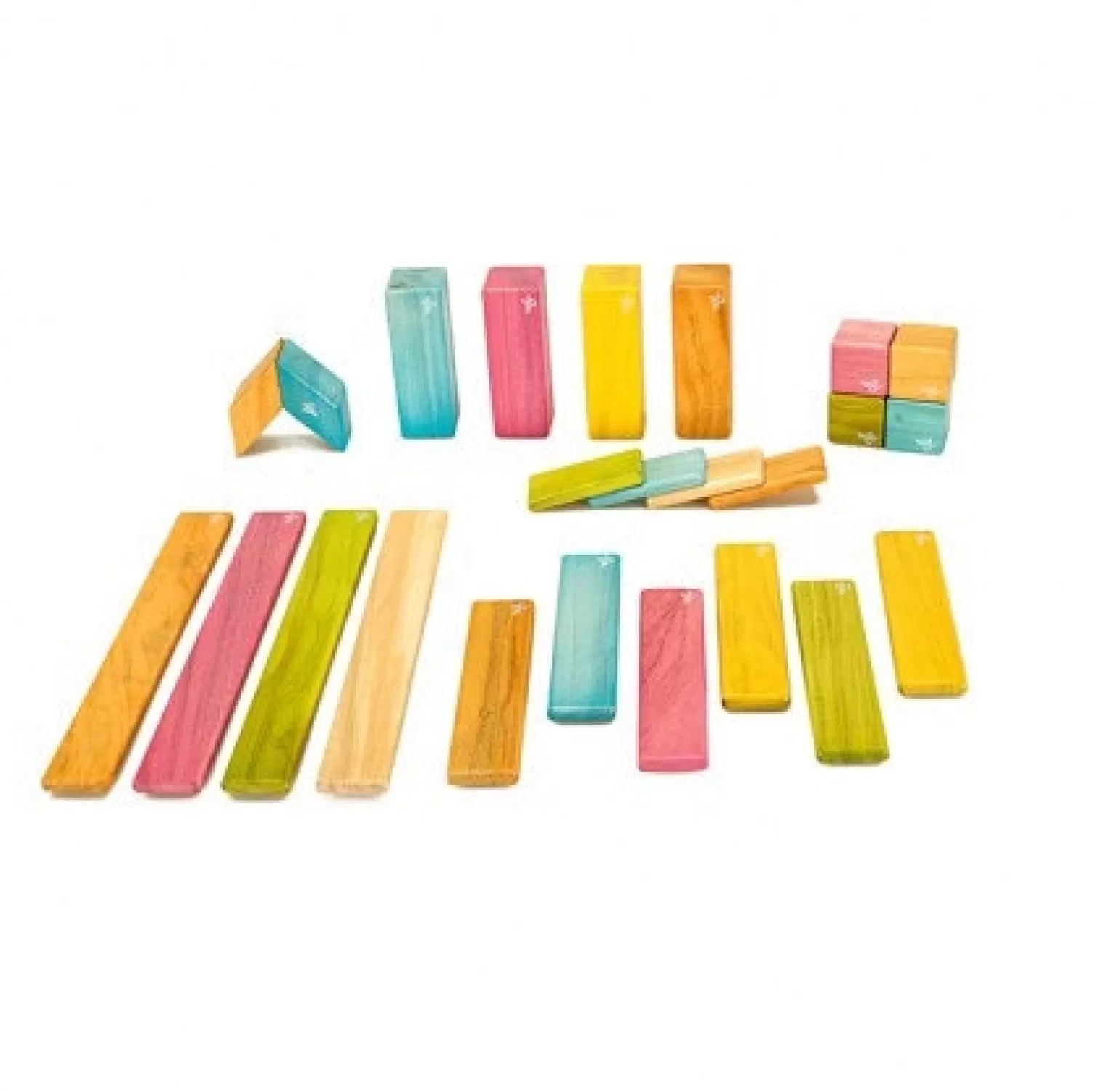 Tegu - Magnetic Wooden Blocks 24 Piece Tints In Multi Coloured Prints