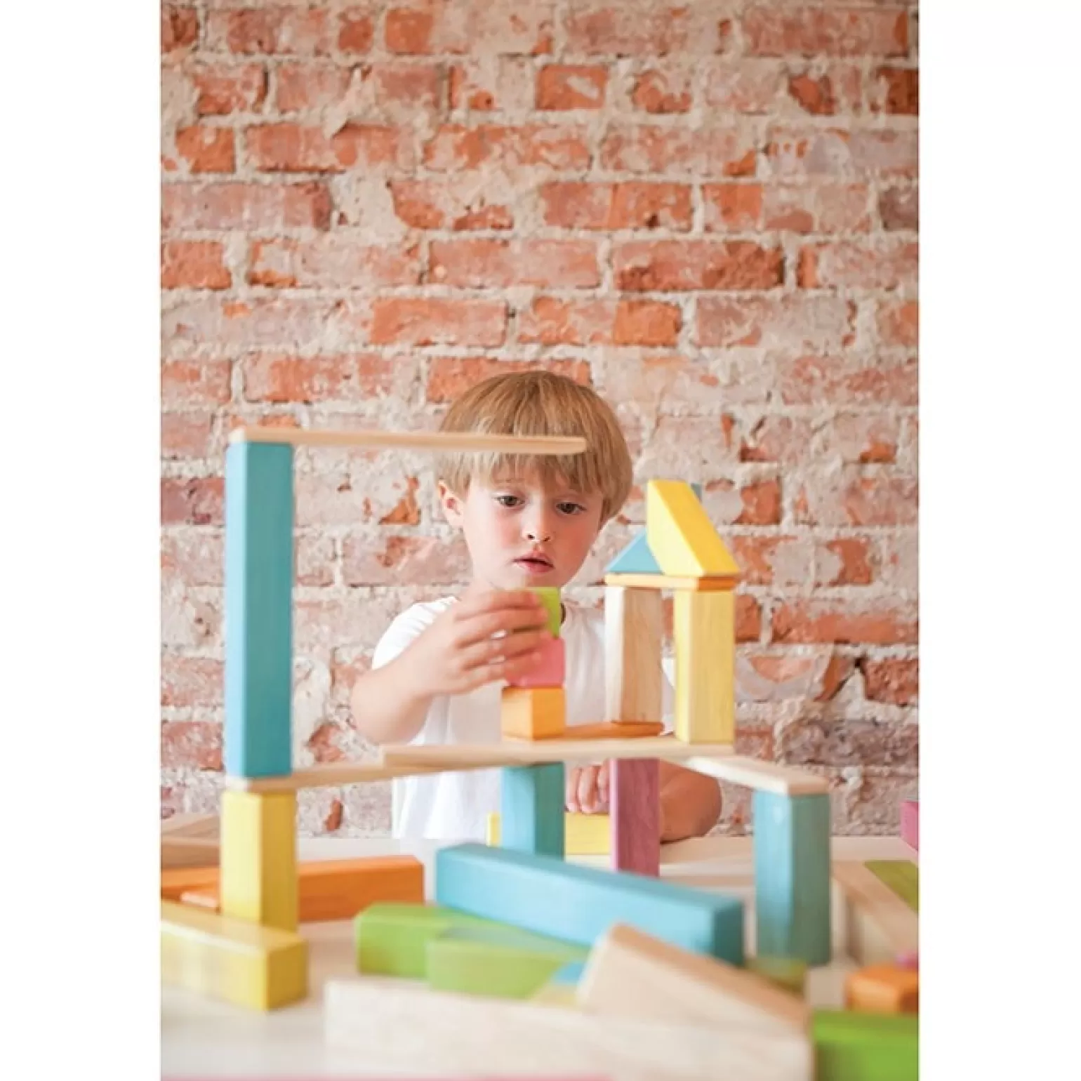 Tegu - Magnetic Wooden Blocks 24 Piece Tints In Multi Coloured Prints